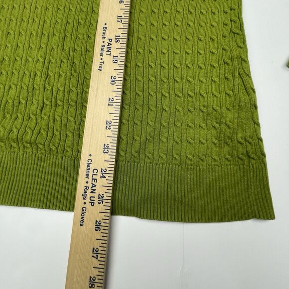 Lands' End Cable Knit Sweater Green V-neck 100% Supima Cotton Women's Size 1X - Picture 11 of 12